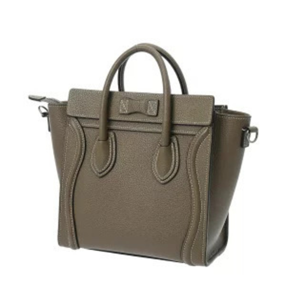 Celine Luggage Drummed Soli Handbag Leather Calf